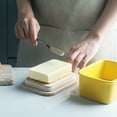 thumbnail image 5 of Sweejar Home Porcelain Butter Dish with Lid, Airtight Large Butter Keeper with Wooden Lid, Butter Container Perfect for 2 Sticks of Butter West or East Coast Butter (Yellow), 5 of 5