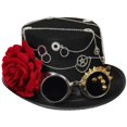 thumbnail image 1 of Sombrero de copa Steampunk con gafas para hombre, sombrero de copa de Bowler, sombrero de copa Vintage para Halloween, gótico, Carnaval, club nocturno, 1 of 4