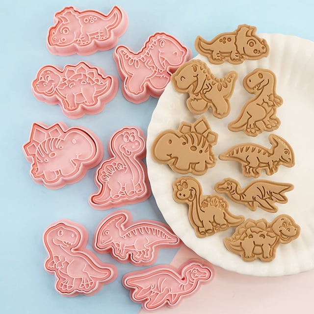 TIMIFIS Baking Molds 8-Piece Set of Dinosaur Tool DIY Household Three-Dimensional Pressing Flip Icing Baking Tool Kitchen Gadgets