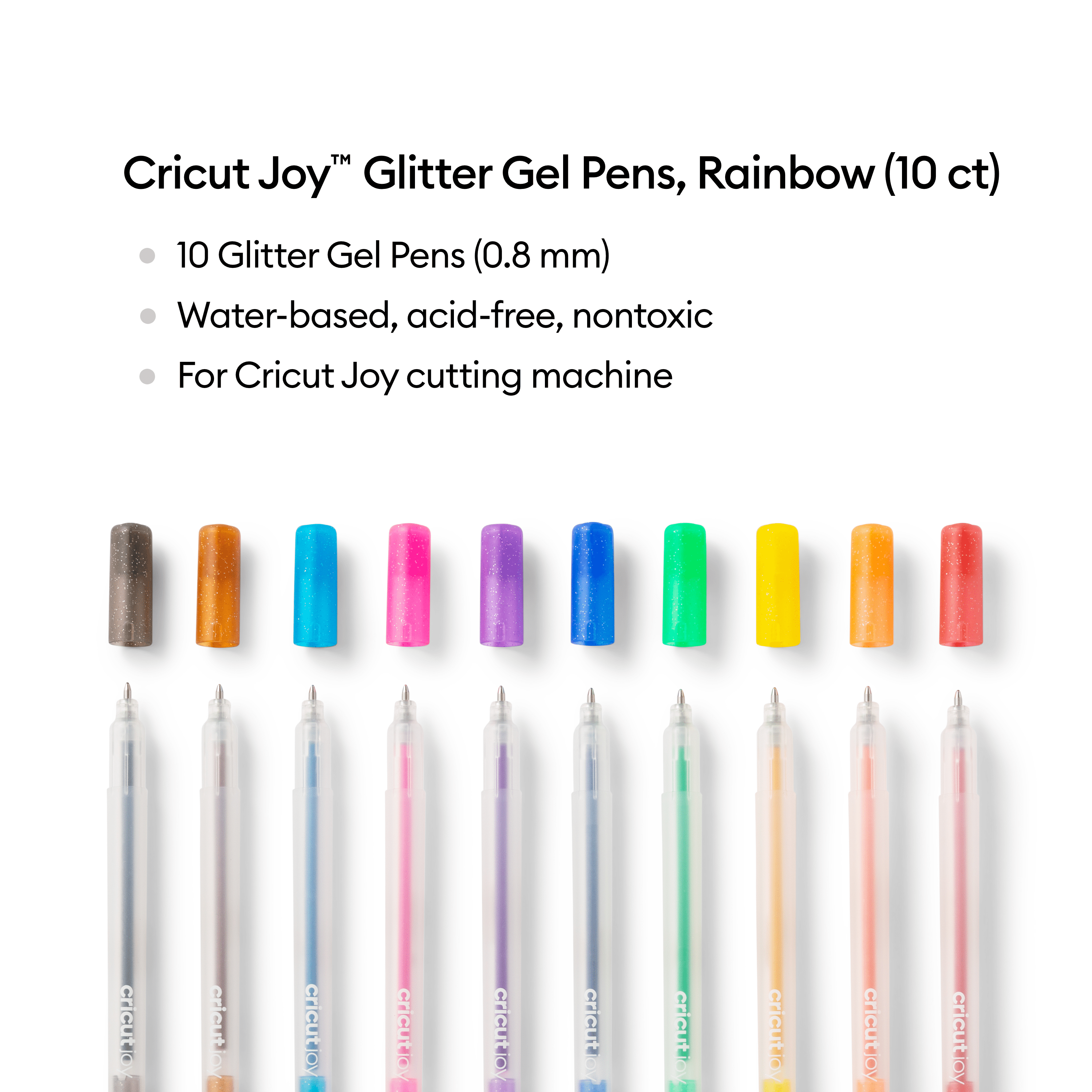 Cricut Joy™ Glitter Gel Pens 0.8 mm, Rainbow (10 ct) 