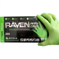 SAS Safety RAVEN HiViz Neon Green Nitrile Gloves (formerly Derma VUE), 7 MIL, Powder Free - 10 Boxes of 100 Gloves By Weight 2XL