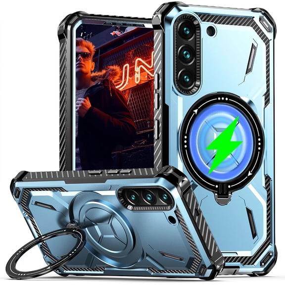 Case for Samsung Galaxy S22 Plus 5G (Not S22), Heavy Duty Magnetic Stand Cover Rugged Shock Slim Phone Case for Samsung Galaxy S22 Plus 5G.HJJ-Blue