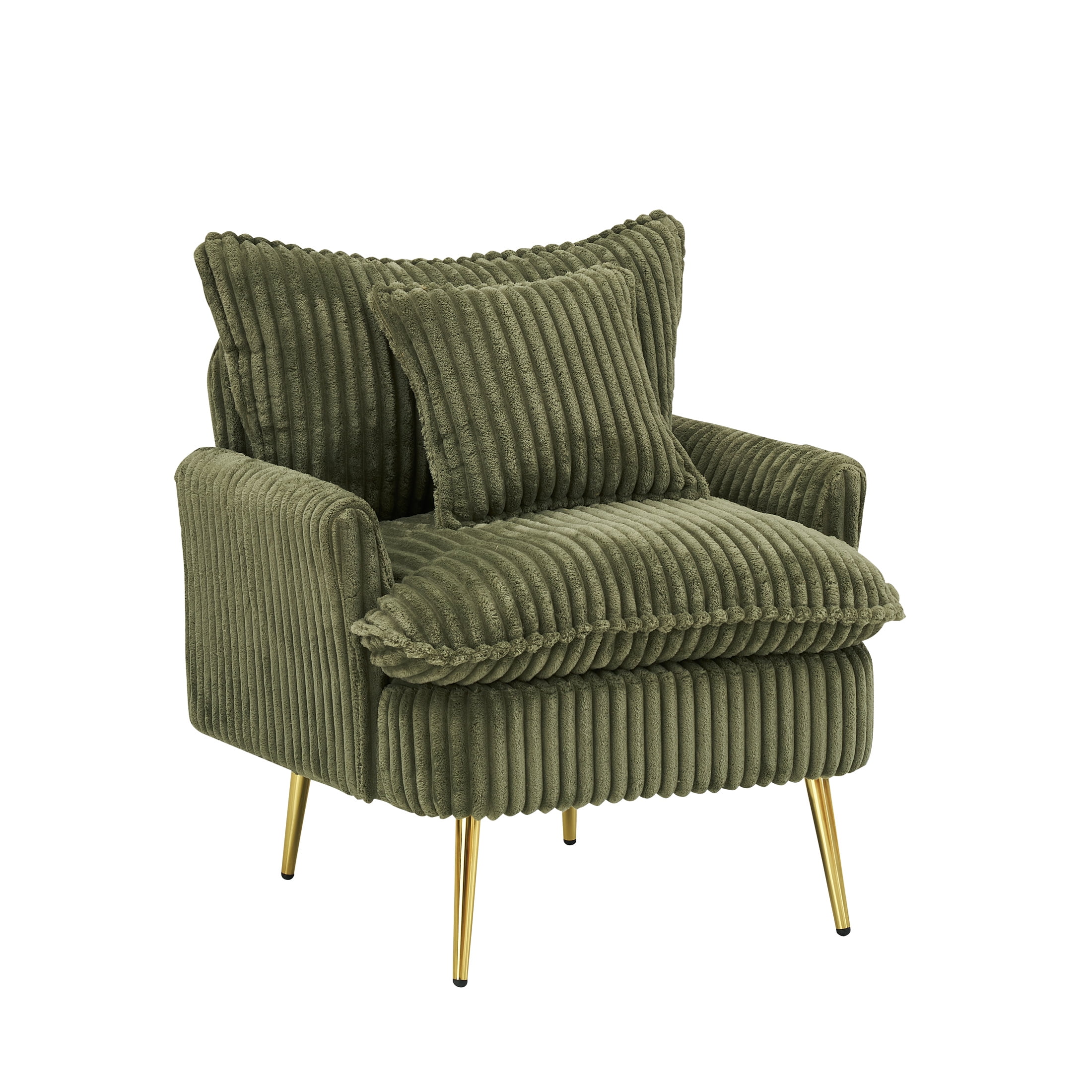 Aukfa Living Room Accent Chairs,Modern Upholstered Sofa Chair w/ Pillow for Bedroom, Green