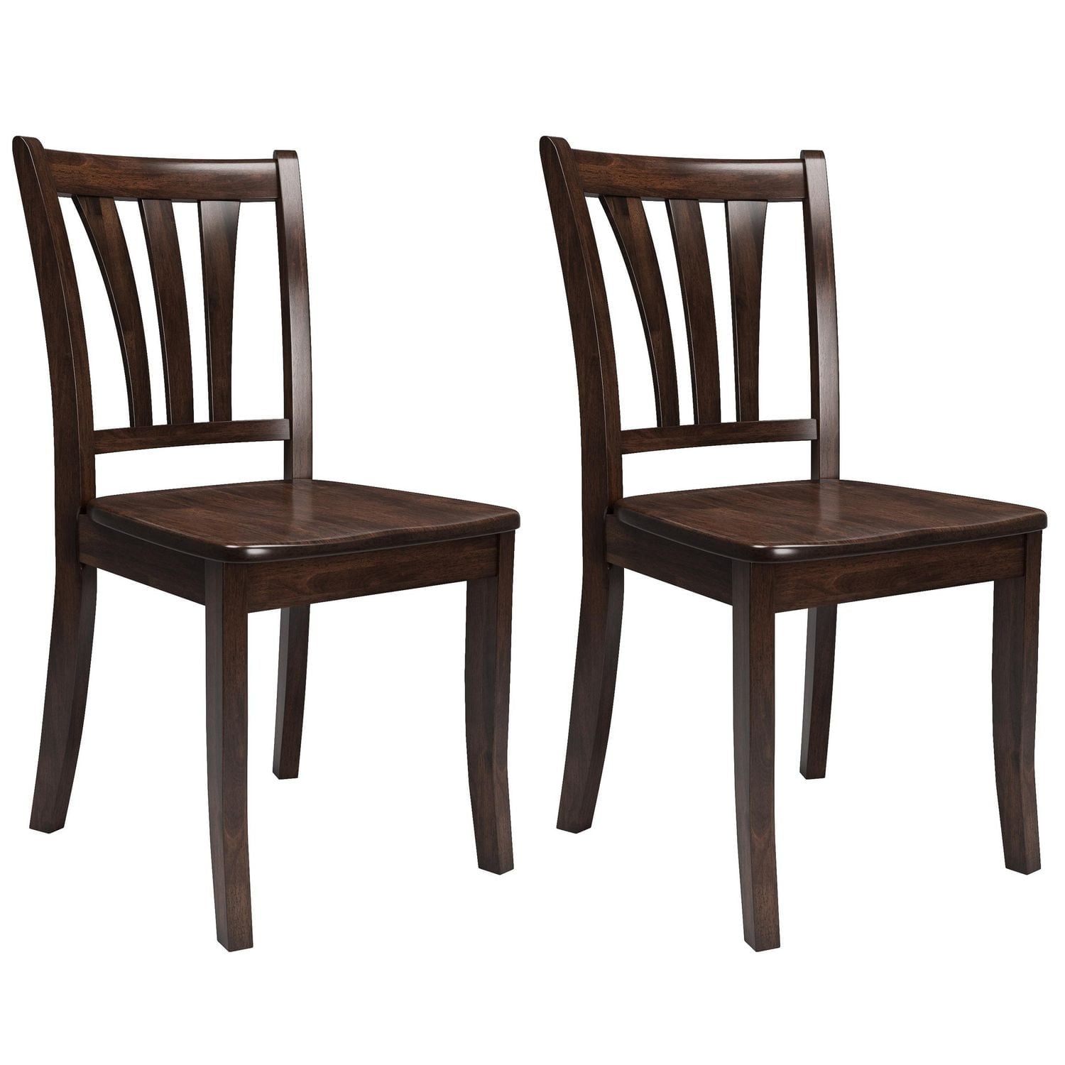 CorLiving Dillon Solid Wood Indoor Dining Chairs with High Slatted Backs, Dark Brown (Set of 2)