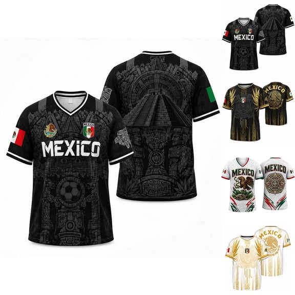 2026 New Mexico Soccer Jerseys Mexico National Team Supporter Shirt, Mexican Jersey Soccer T-Shirt, Crew Neck Short Sleeve Football Tee for Sports Casual Daily Use for Adult