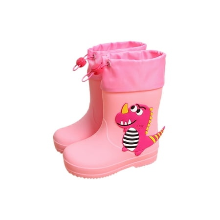 

Ritualay Kids Garden Shoes Slip Resistant Waterproof Booties Wide Calf Rain Boot Breathable Pull On Mid-Calf Boots School Wet Weather Removable Lining Rainboot Pink Dinosaur 12C