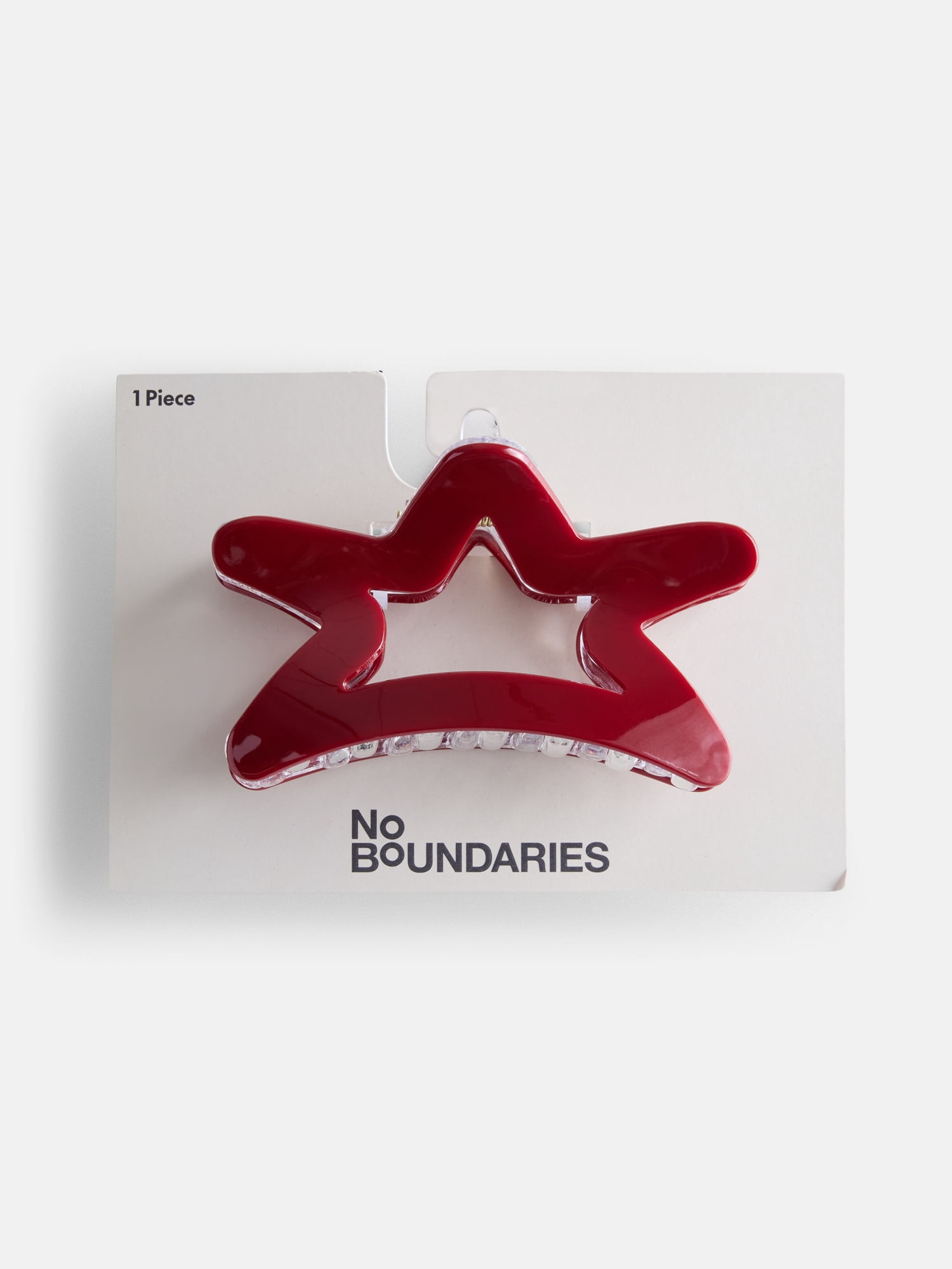 No Boundaries Women’s Star Hair Claw Clip, Red, One Size