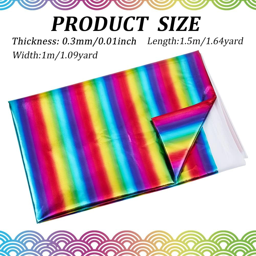 1x1.6 Yards Hologram Iridescent Fabric Non-Stretchy Rainbow