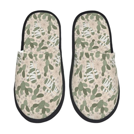 Balery Halloween Cactus Slient Indoor Furry Fleece Comfort House Shoes Soft Non-Slip Home Shoes Cotton slippers House Slippers-- Large