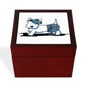 CafePress - Kiniart Westie Blue Kilt - Keepsake Box, Finished Hardwood Jewelry Box, Velvet Lined Memento Box