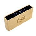 thumbnail image 3 of Reloj despertador digital de madera con carga inalámbrica, multifunción, moderno y exquisito reloj LED de bambú., 3 of 14