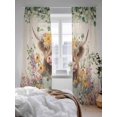 thumbnail image 3 of Sheer Curtains 84 Inches Long 2 Panels Set for Living Room, Spring Cow Floral Semi Sheer Curtains for Windows, Green Eucalyptus Leaves Linen Voile Window Treatments Rod Pocket Curtain, 3 of 7