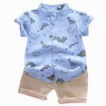 thumbnail image 5 of NOLDARES Toddler Baby Boy Summer Clothes Construction Site Print Tee Elastic Waist Shorts Blazer,18-24 M, 5 of 9