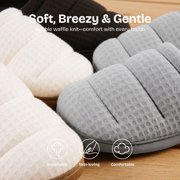 EverFoams Women's Cozy Waffle Slippers Soft Quilted Memory Foam Indoor House Shoes with Non-Slip Rubber Sole Bright Gray,5-6 US