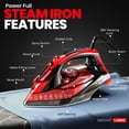 thumbnail image 3 of Utopia Home Steam Iron for Clothes - Non-Stick Soleplate - 1800W Clothes Iron With Auto-Off Safety Feature - Adjustable Thermostat Control, Variable Steam Control, Self-Clean, 8 Feet Cord Black/Red, 3 of 8