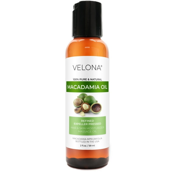 Macadamia Nut Oil by Velona - 2 Fl Oz | 100% Pure and Natural Carrier Oil | Refined | Cooking, Skin, Hair, Body & Face Moisturizing | Use Today - Enjoy Results