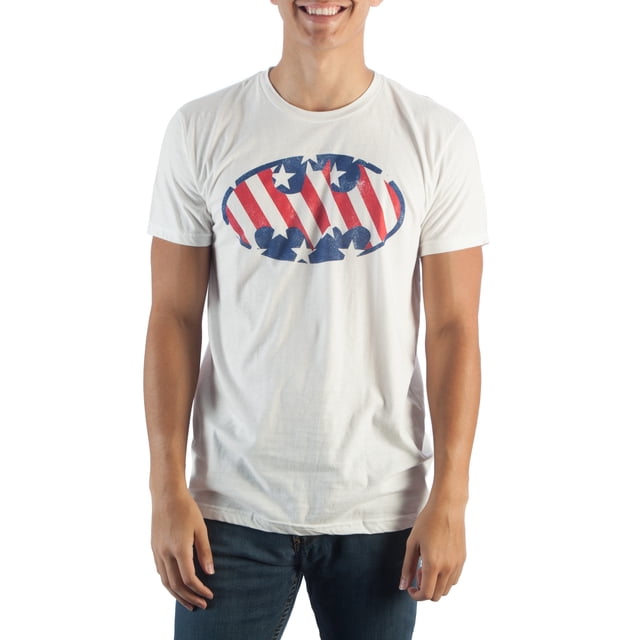 DC Comics Batman Americana Bat Logo White T-Shirt-Small