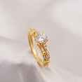 thumbnail image 3 of Silver & Stone Jewels Gold Plated Solitaire Engagement Ring with CZ Accents Vintage Inspired Promise Ring for Women, 3 of 6