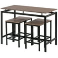 thumbnail image 5 of 5-Piece Dining Table Set with Counter Height Table & 4 Bar Stools, Industrial Kitchen Dining Table Set with Footrest & Backrest, Space-Saving Dinette Set for Pub, Dining Room, Restaurant, Dark Brown, 5 of 7