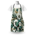 thumbnail image 2 of Teal Apron, Modern Urban Jungle Boho Concept Dancing Daisy with Curving Leaves Huddle, Unisex Kitchen Bib with Adjustable Neck for Cooking Gardening, Adult Size, Sea Green Pale Mustard, by Ambesonne, 2 of 3