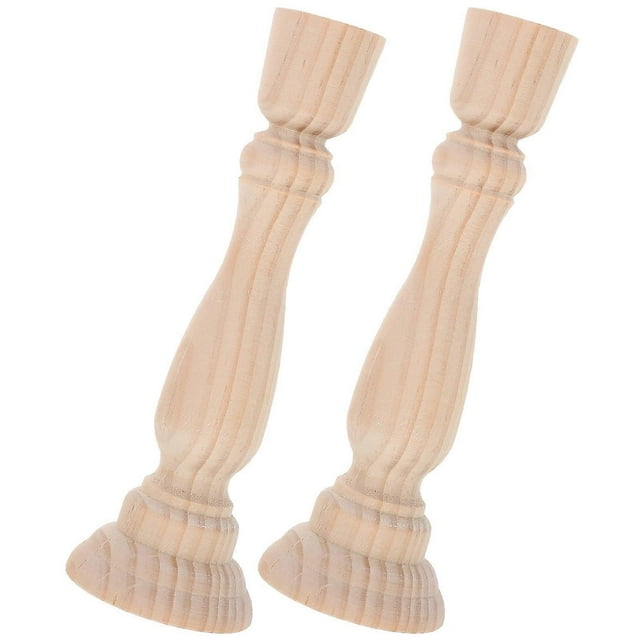 2pcs Rustic Wood Candle Holders Wooden Taper Stand Decorative Desktop Candlesticks