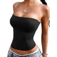 thumbnail image 3 of Womens Tube Tops Strapless Crop Tops Basic Backless Sleeveless Going Out 2026 Spring Summer Clothes Black XL, 3 of 7