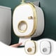 thumbnail image 1 of Dispensador de pañuelos de pared, 1 unidad, soporte para toallas de papel, 22 x 19 x 15 cm, organizador de encimera de plástico sin perforaciones para baño, cocina u oficina (dorado), 1 of 8