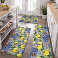 thumbnail image 2 of Yellow Lemon Fruit Clusters Blue Pattern Kitchen Rugs Sets Of 3,Kitchen Runner Rugs Non Skid Washable,Decorative Kitchen Floor Mats for Kitchen,Sink,Laundry,17"x30"+ 17"x47" + 17"x59", 2 of 6