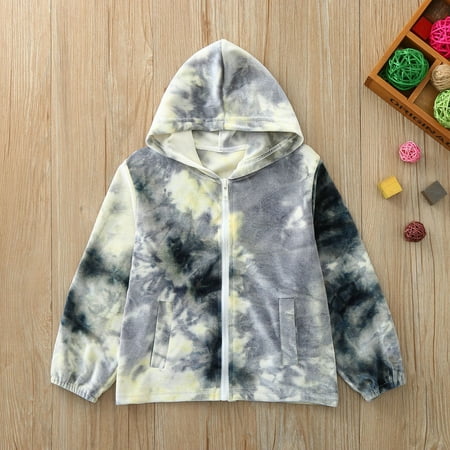 

Vikakiooze Toddler Kids Girls Boys Tie-Dye Jacket Zipper Hooded Windproof Coat Clothes