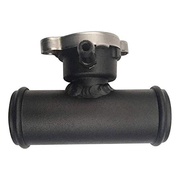 1-1/4" 32mm Universal Aluminum In Line Hose Radiator Fill Neck 90 Degrees Black