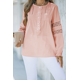 thumbnail image 2 of ABPHQTO Camisa de mujer de manga larga con botones de croché de encaje rosa, 2 of 5