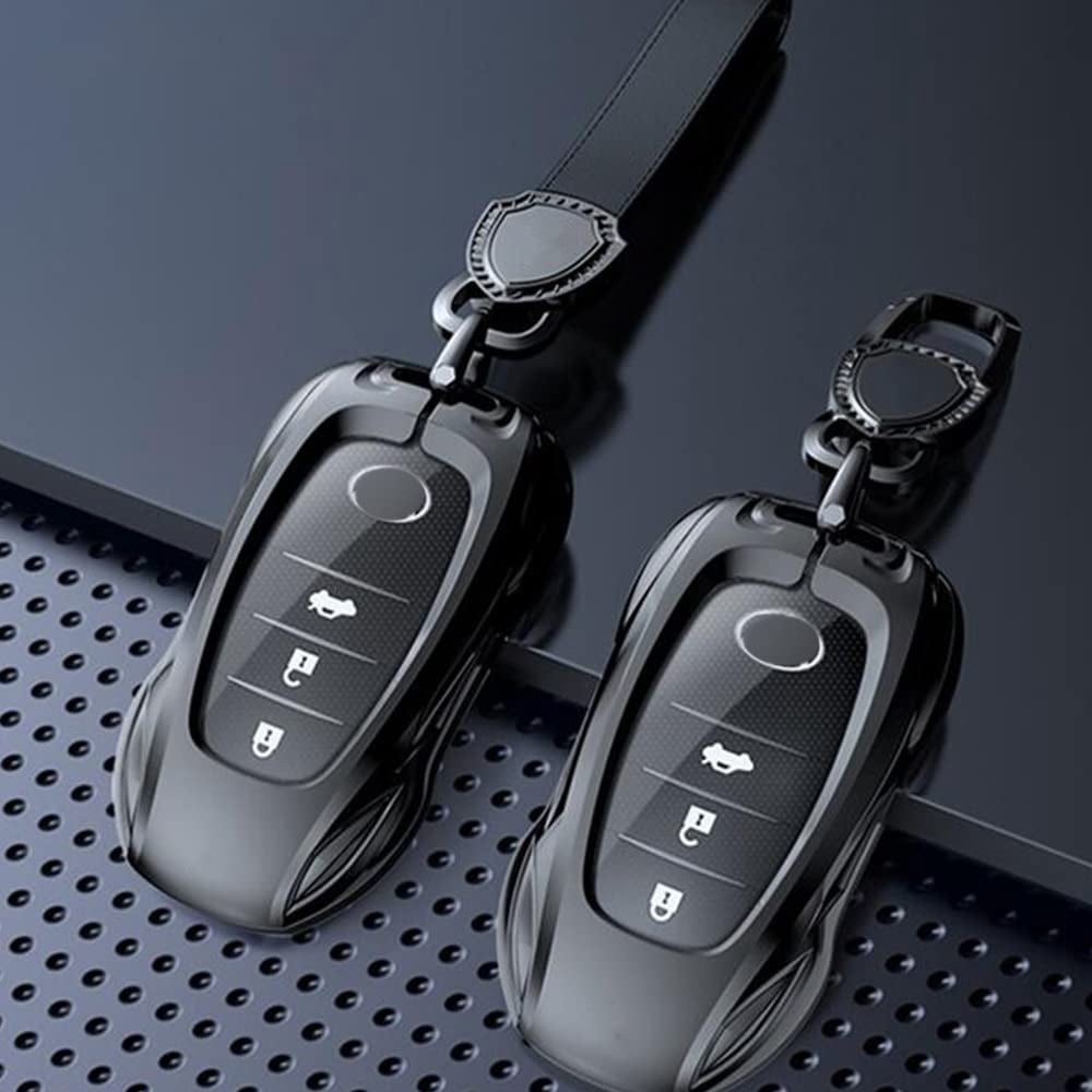 Zinc Alloy Metal Car Key Fob Case Accessories Compatible for Toyota Camry RAV4 Highlander Avalon C-HR Prius Corolla 2018-2022 Smart Key Fob Cover Protector Shell