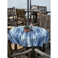 thumbnail image 2 of Outdoor Tablecloths with Umbrella Hole & Zipper, Navy Blue Vintage Round Tablecloth 54 Inch, Stripes Painting Retro Abstract Art Waterproof Table Cloth, Patio/Pool/Picnic Table Covers, 2 of 8