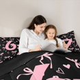 thumbnail image 4 of spefrowx Fashion Number 67 Print Full Size Comforter Sets for Teens, Black Pink Bow Bedding Comforter Set, Black Reversible, 3pcs, 1 Comforter and 2 Pillowcases, 4 of 6