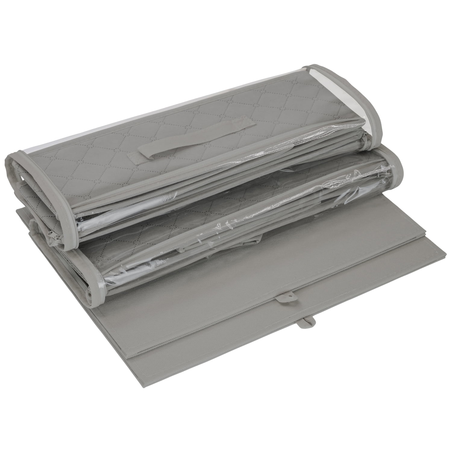 Sorbus Underbed Storage Bags 2-Pack, Foldable Closet Organizer with Handles, Clear Cover, Gray