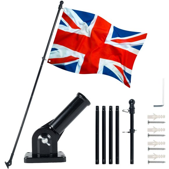 Flag Pole Kit 6FT Flagpole Kit for American Flag Metal Flagpole with Mounting Bracket Stainless Steel Flag and Pole Set for House Garden Yard Outdoor Fence Black
