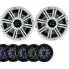 1- Pair (2-Speakers) Kicker 6.5" 195W LED Marine Audio Coaxial Stereo Multi Color LED Lights, White Grills