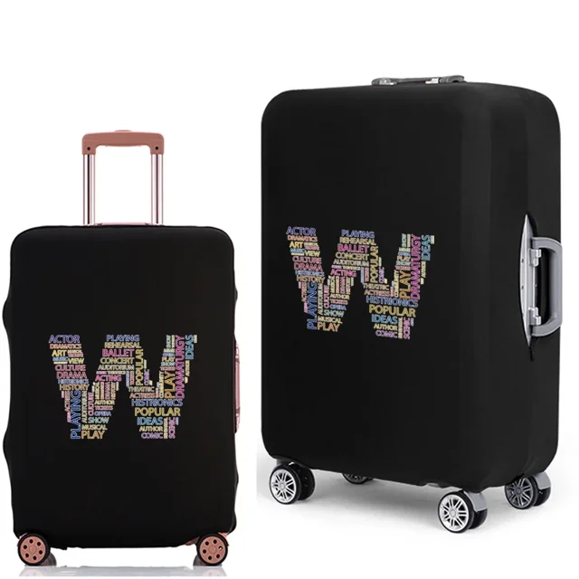 2022 Luggage Case Protective Cover Text 26 Letter Pattern Travel Elastic Duffle Luggage Dust Cover for 18-28 Inch Suitcase 8text W L