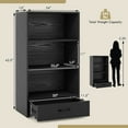 thumbnail image 3 of Costway 42'' Tall 4-tier Storage Shelf Wood Bookcase with Drawer Home Organizer Display Rack Black, 3 of 9