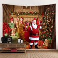 thumbnail image 4 of Tapiz navideño colgante de pared, Escena de nieve, árbol de Navidad, Papá Noel, decoración de vacaciones en el hogar, chimenea, regalos de navidad, 4 of 4