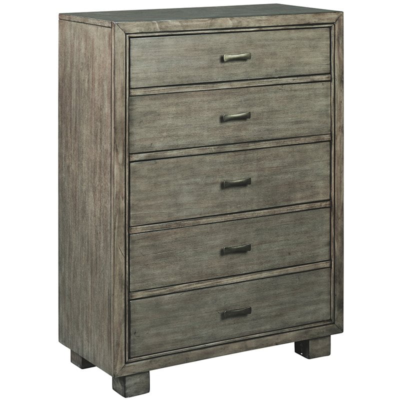 Ashley Furniture 5 Drawer Chest in Smokey Gray