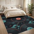 thumbnail image 3 of ODIKA Note Guitar Vinyl Disc Border Shape Motifs Piano Keyboard Music Cd Refined for Living Room, Under Sectional, Family , Non-Slip Flatwoven, 3 of 7