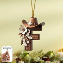 26 Letters Western Christmas Ornament Cowboy Ornament for Christmas Tree Personalized Acrylic Monogram Hanging Decoration Western Theme Party Decor for Xmas Tree Farmhouse Home Decor, Letter F