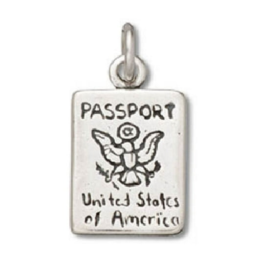 Sterling Silver 20" 1.2mm Box Chain 3D United States Of America Passport Pendant Necklace