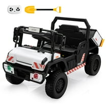 Tobbi RIde on Kids Cars, 12V Electric Dump Truck with Remote Control, Moving Dump Bucket, Shovel, Music and Lighting, Battery Powered Toys for Kids 3-8 Years, White