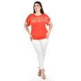 thumbnail image 4 of Blusa casual con lentejuelas Roman Fashion /Tallas Extras, 4047 (Naranja) naranja 40, 4 of 5