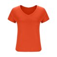 thumbnail image 6 of Kovlvoll Shirts for Women V Neck Short Sleeve Loose Casual T-Shirts Summer Solid Color Basic Tee Tops, 6 of 7