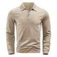 thumbnail image 7 of ZVAVZ Textured Polos Shirts for Men Regular Fit Long Sleeve Collared Tops Jacquard Fashion Casual Beach Vacation T-Shirt Khaki S, 7 of 7