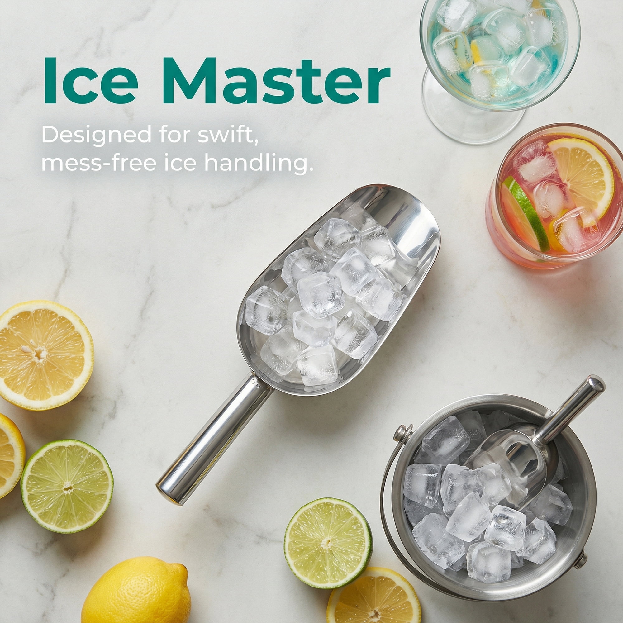 Unique Bargains 1Pcs Easy Clean Stainless Steel Ice Scoop Silver 10.6*4.3inch