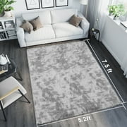 Qunler 5 x 8 Rug for Living Room, Large Washable Shag Rug, Indoor Modern Tie-dye Area Rugs for Bedroom, Rectangle Fluffy Home Carpets, Gray